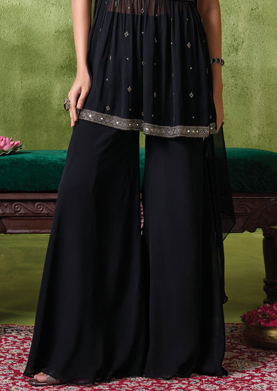 Black Georgette Sharara set