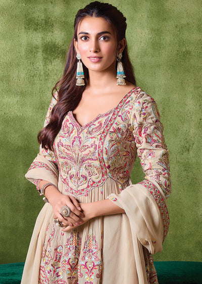 Beige Georgette Sharara Set