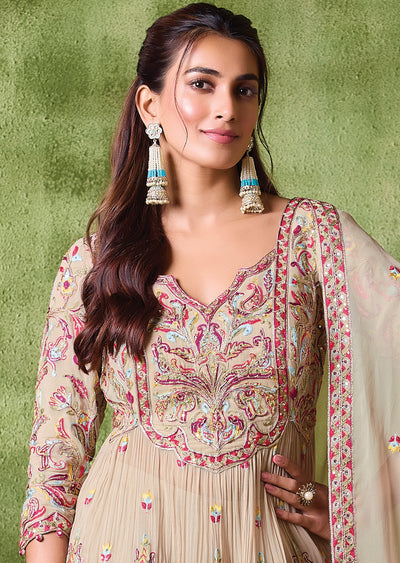 Beige Georgette Sharara Set