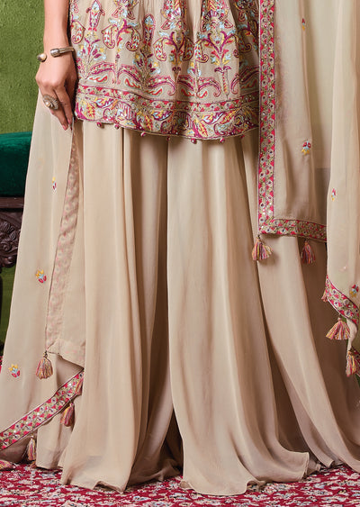 Beige Georgette Sharara Set