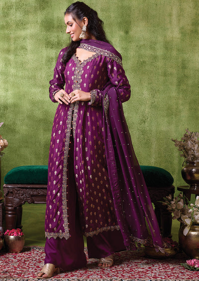 Wine Silk Anarkali Suit