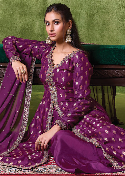 Wine Silk Anarkali Suit