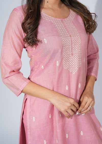 Light Pink Jute Straight cut suit
