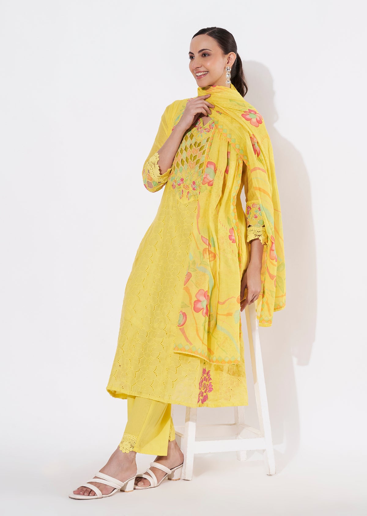 Yellow Cotton Anarkali Suit
