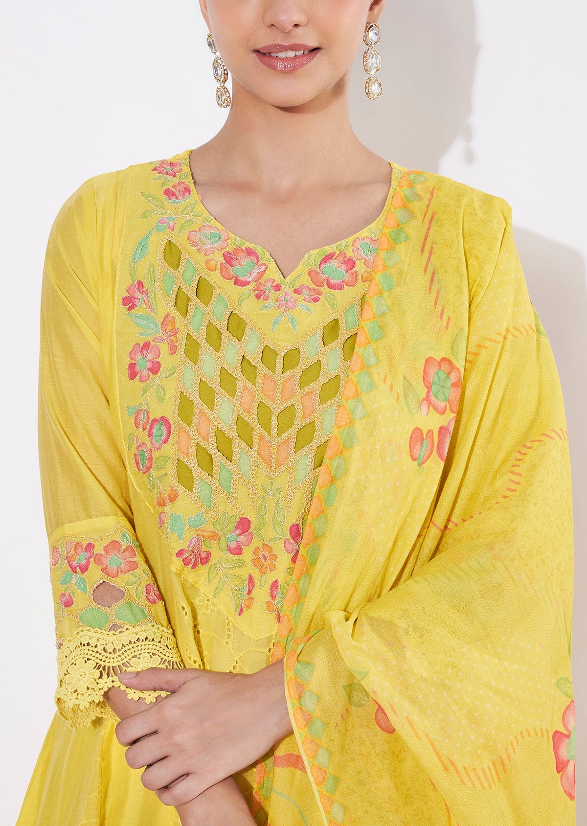 Yellow Cotton Anarkali Suit
