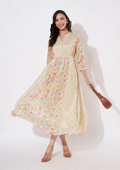 Beige Chinnon Long kurti