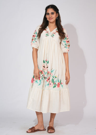 Light Beige Cotton Frock Style kurti