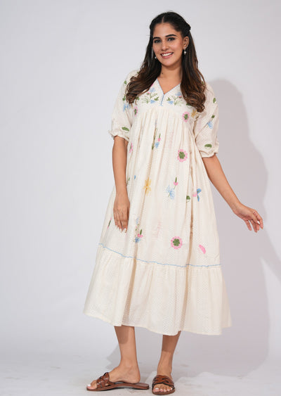 Light Beige Cotton Frock Style kurti