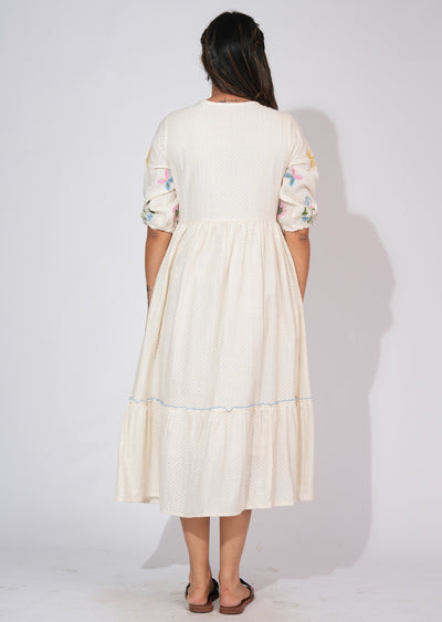 Light Beige Cotton Frock Style kurti