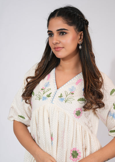 Light Beige Cotton Frock Style kurti
