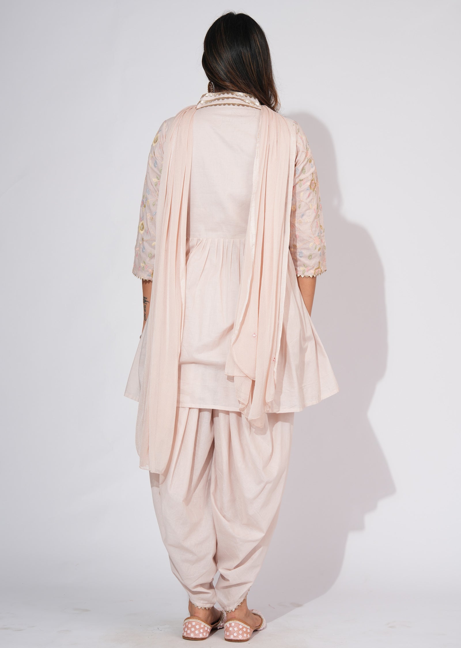Fawn Cotton Anarkali Suit