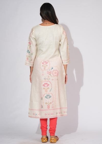 Light Pista Linen CottonStraight cut kurti