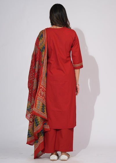 Dark Rust Cotton Straight cut suit