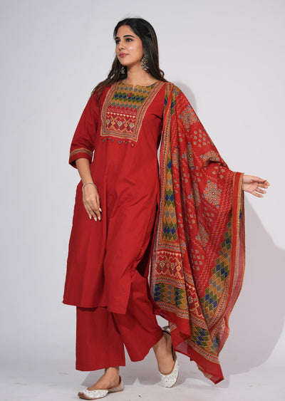 Dark Rust Cotton Straight cut suit