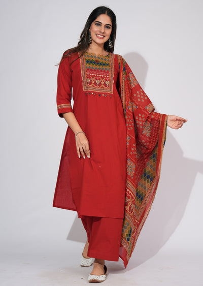 Dark Rust Cotton Straight cut suit