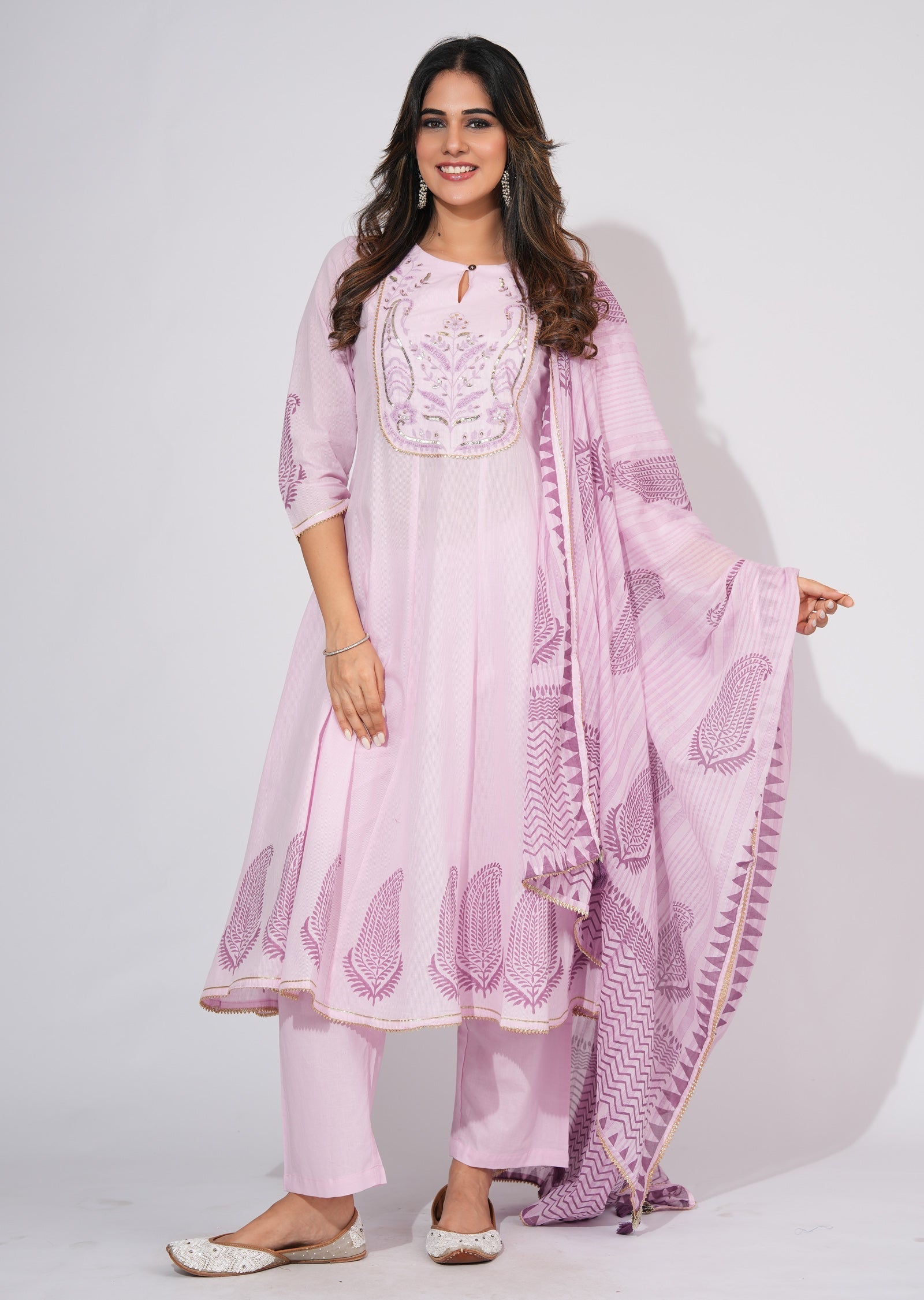Lylac Cotton Anarkali Suit