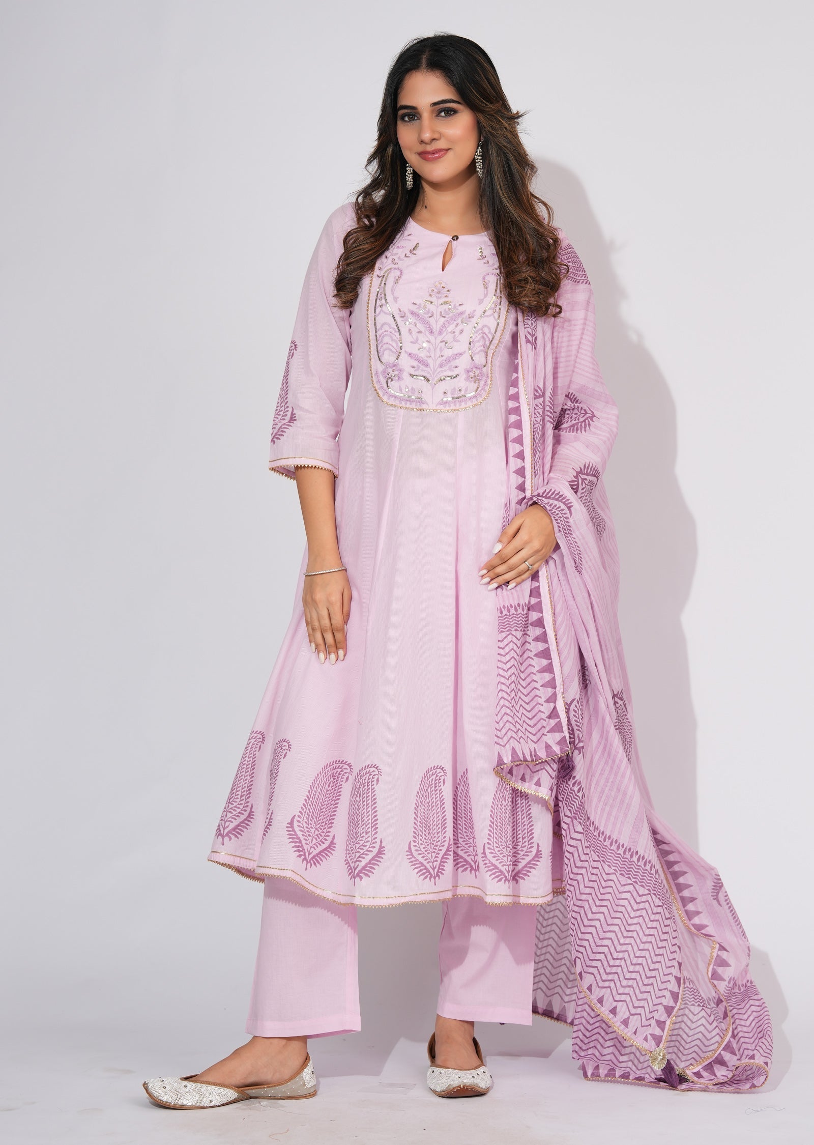 Lylac Cotton Anarkali Suit