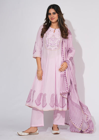 Lylac Cotton Anarkali Suit
