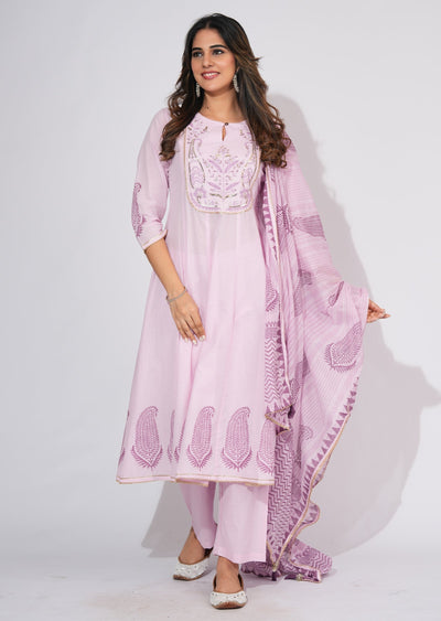 Lylac Cotton Anarkali Suit