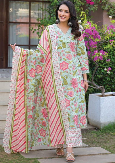 Dusty Green Cotton Straight cut suit