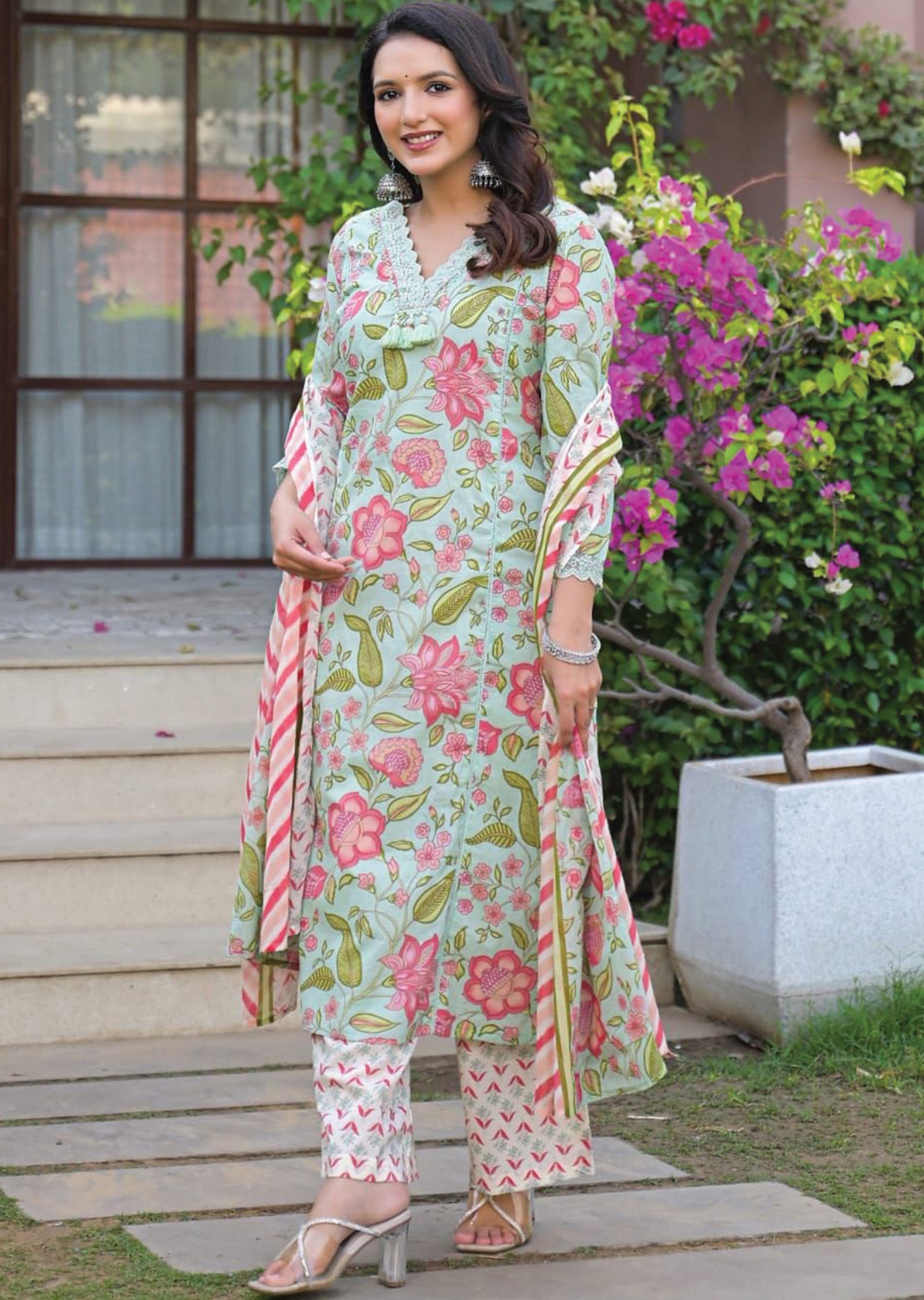Dusty Green Cotton Straight cut suit