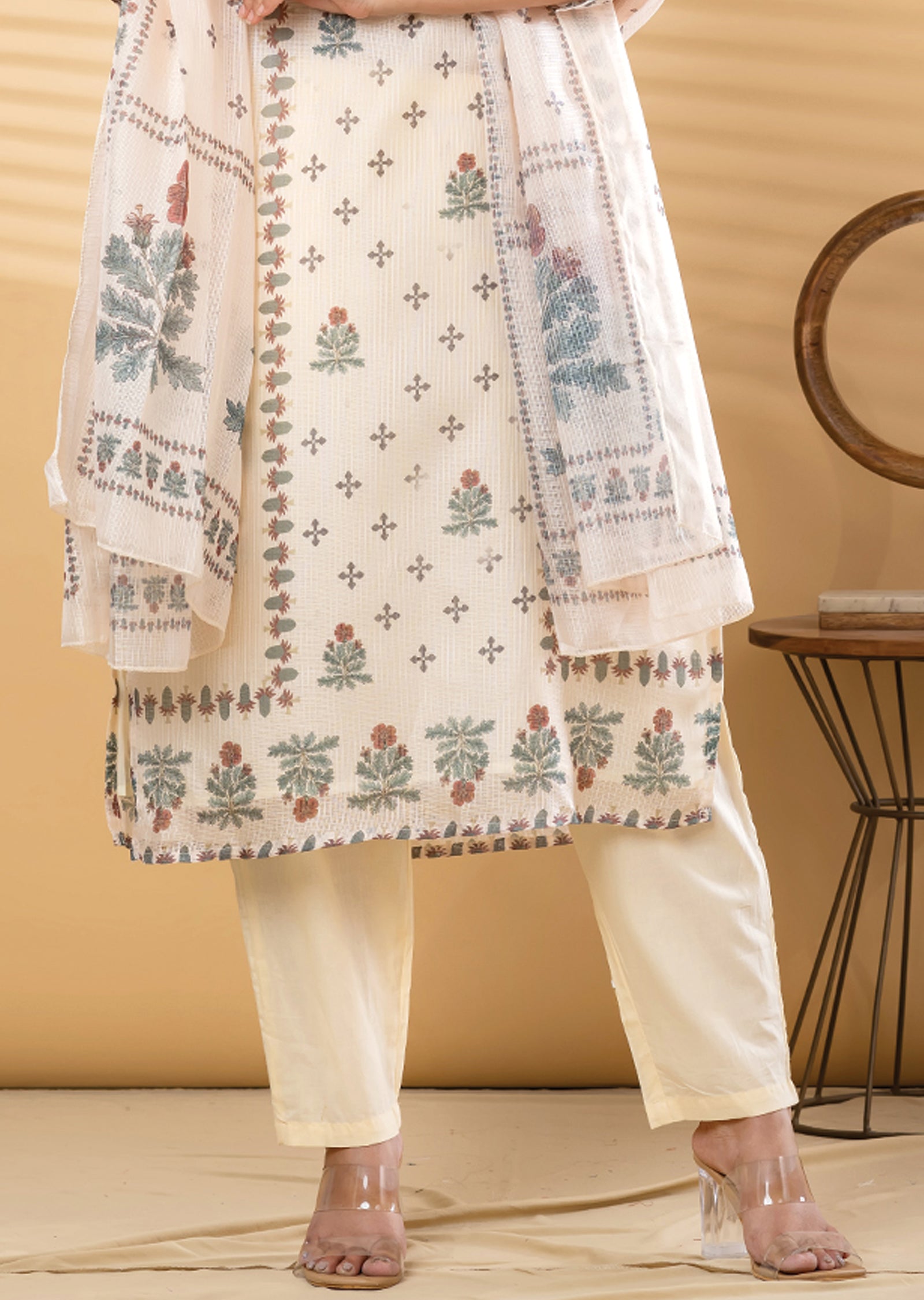 Beige Kota Straight cut suit