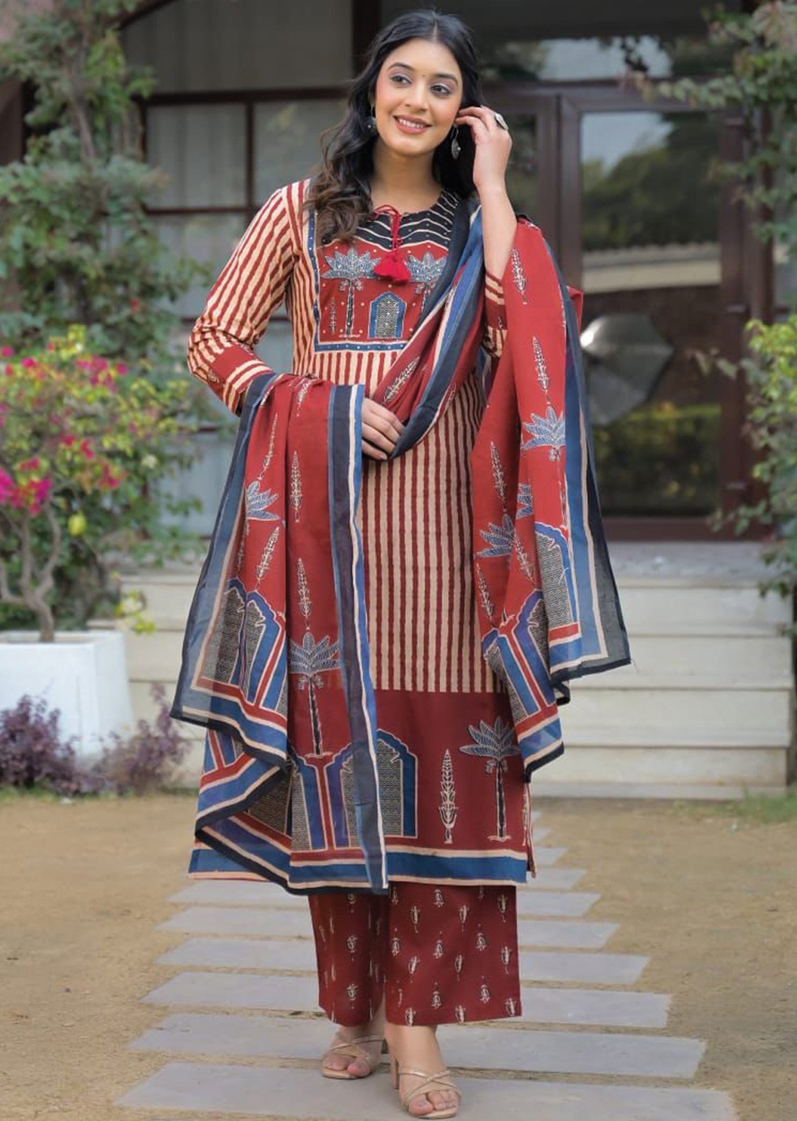 Dark Rust Cotton Straight cut suit