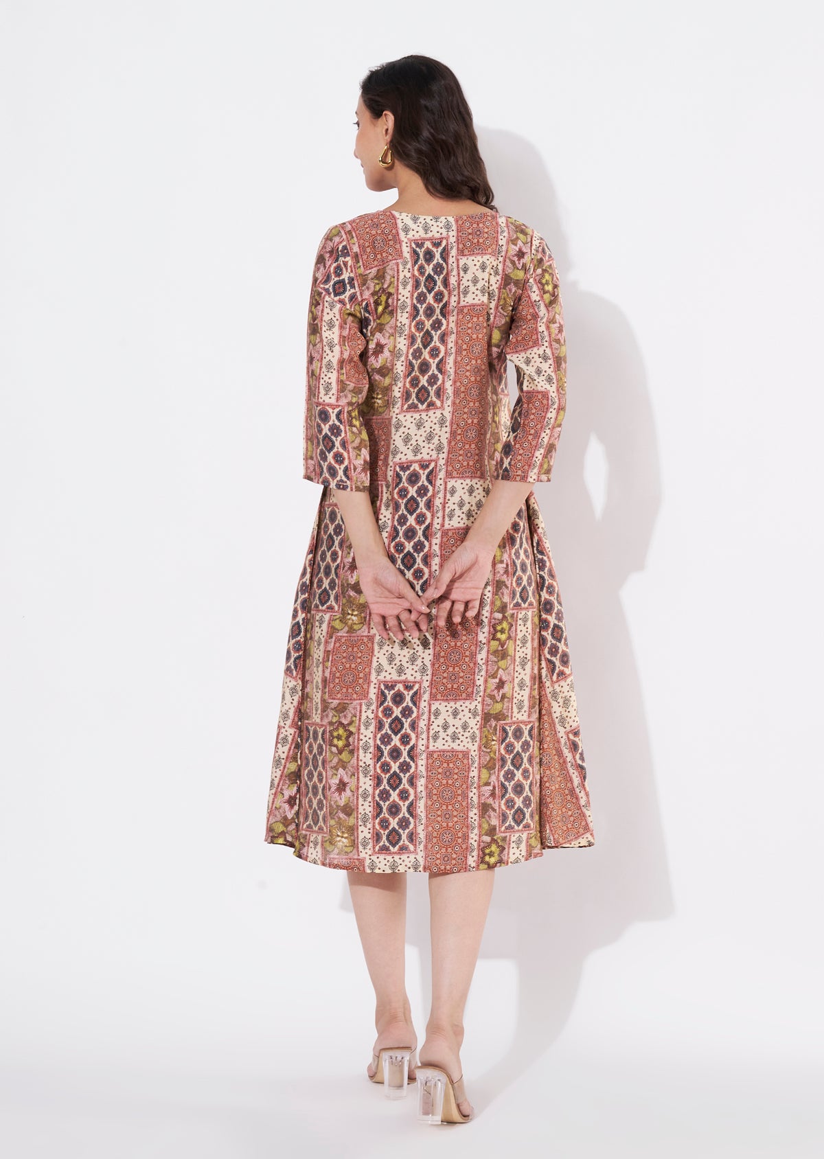 Beige Muslin Frock Style kurti