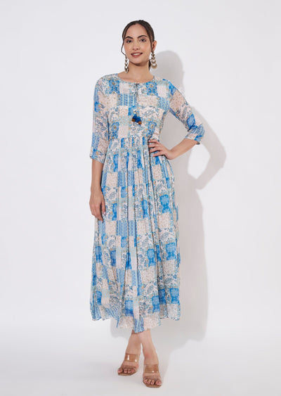 Light Blue Chinnon Long kurti