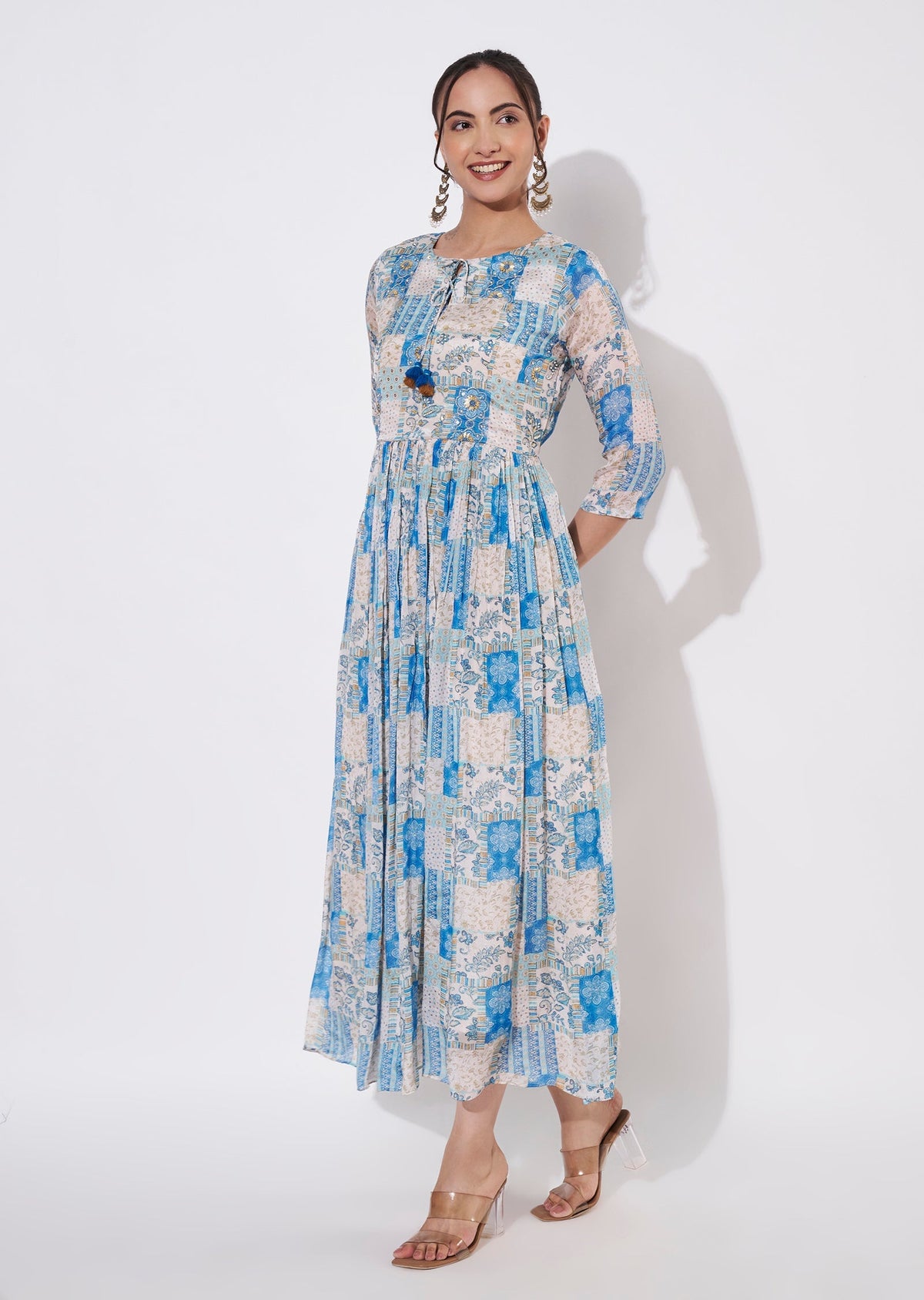 Light Blue Chinnon Long kurti