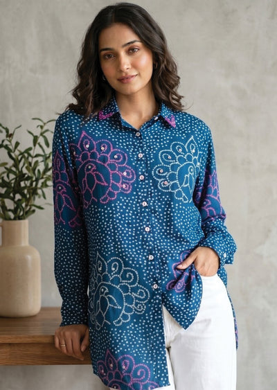 Blue Muslin Short kurti