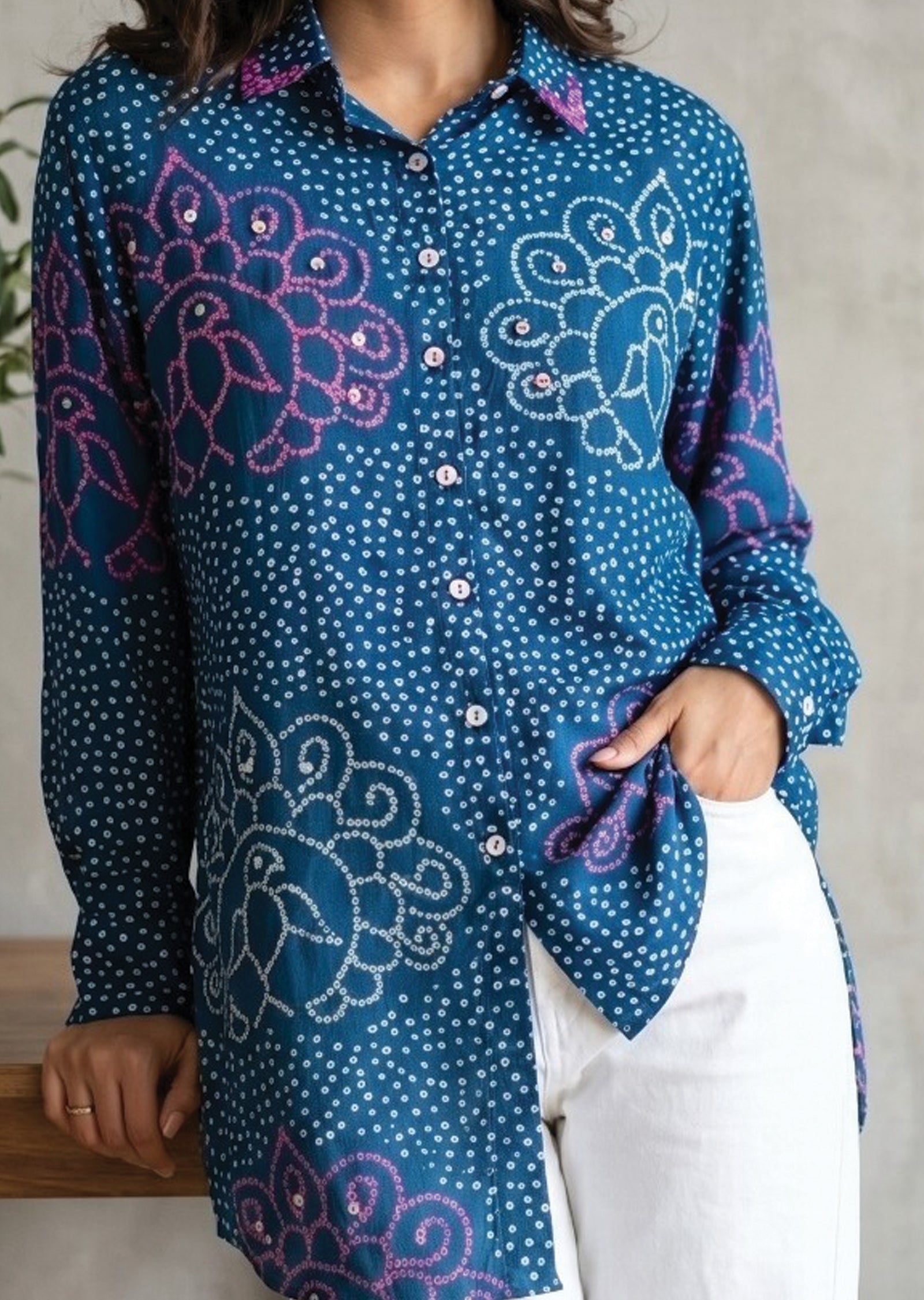 Blue Muslin Short kurti