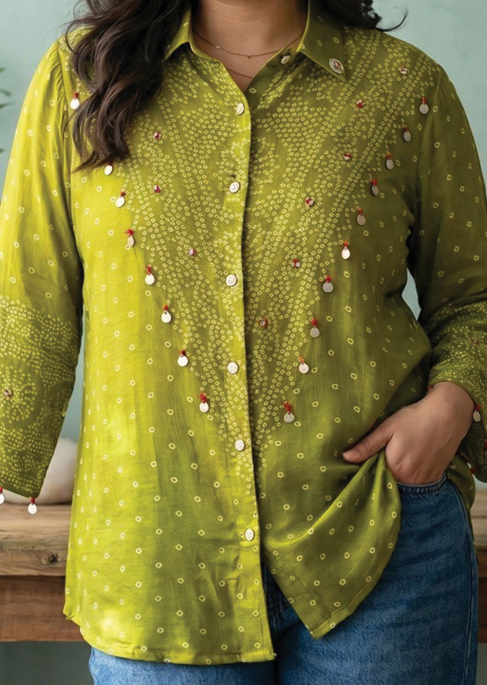 Mehndi Green Muslin Short kurti