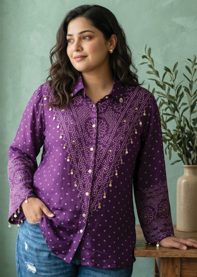 Purple Muslin Short kurti