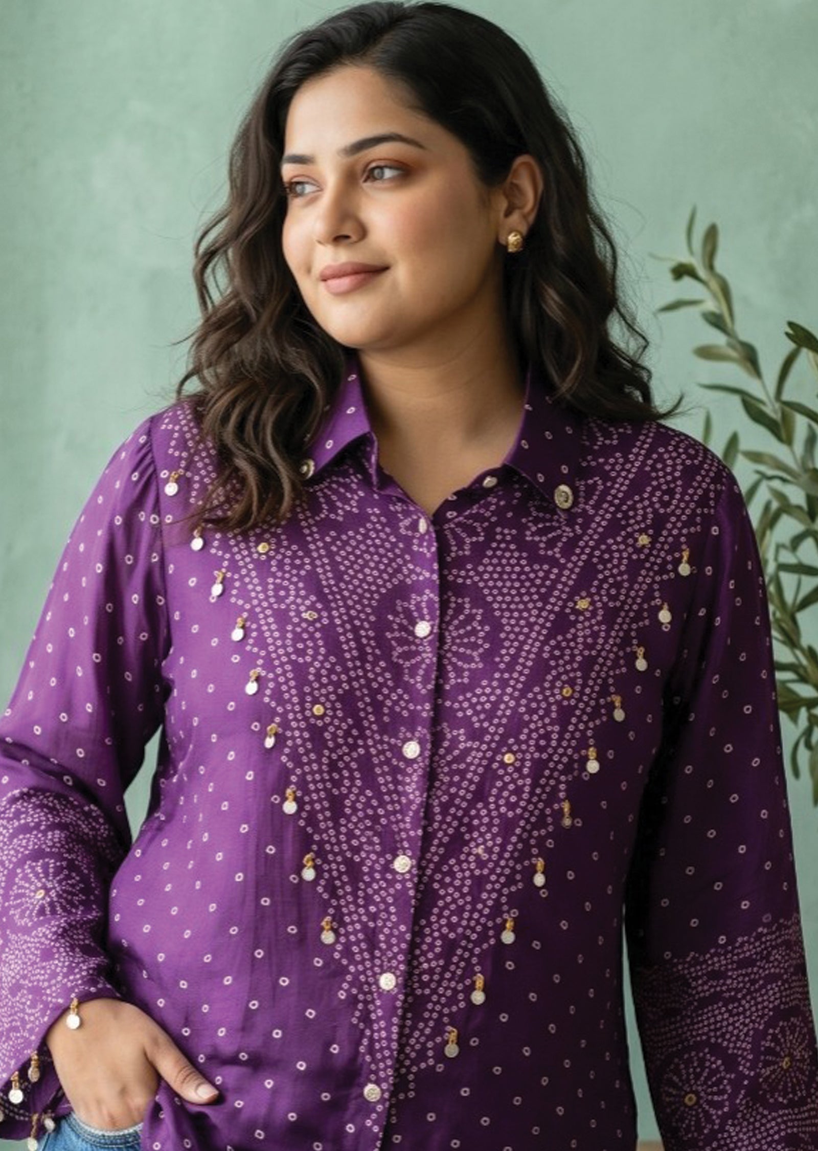 Purple Muslin Short kurti
