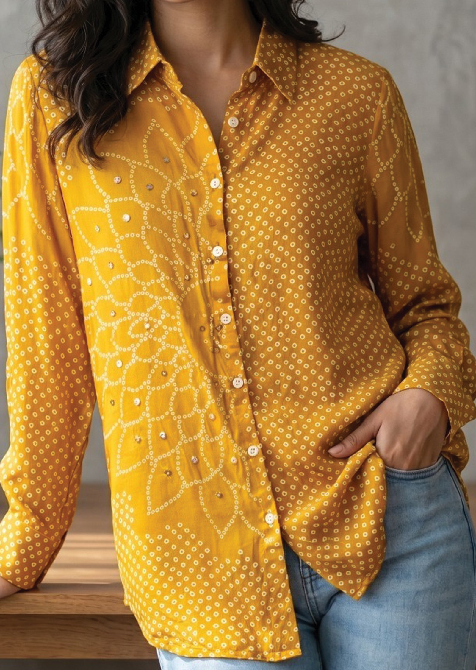 Mustard Muslin Short kurti