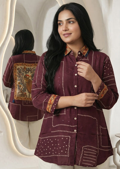 Maroon Muslin Short kurti