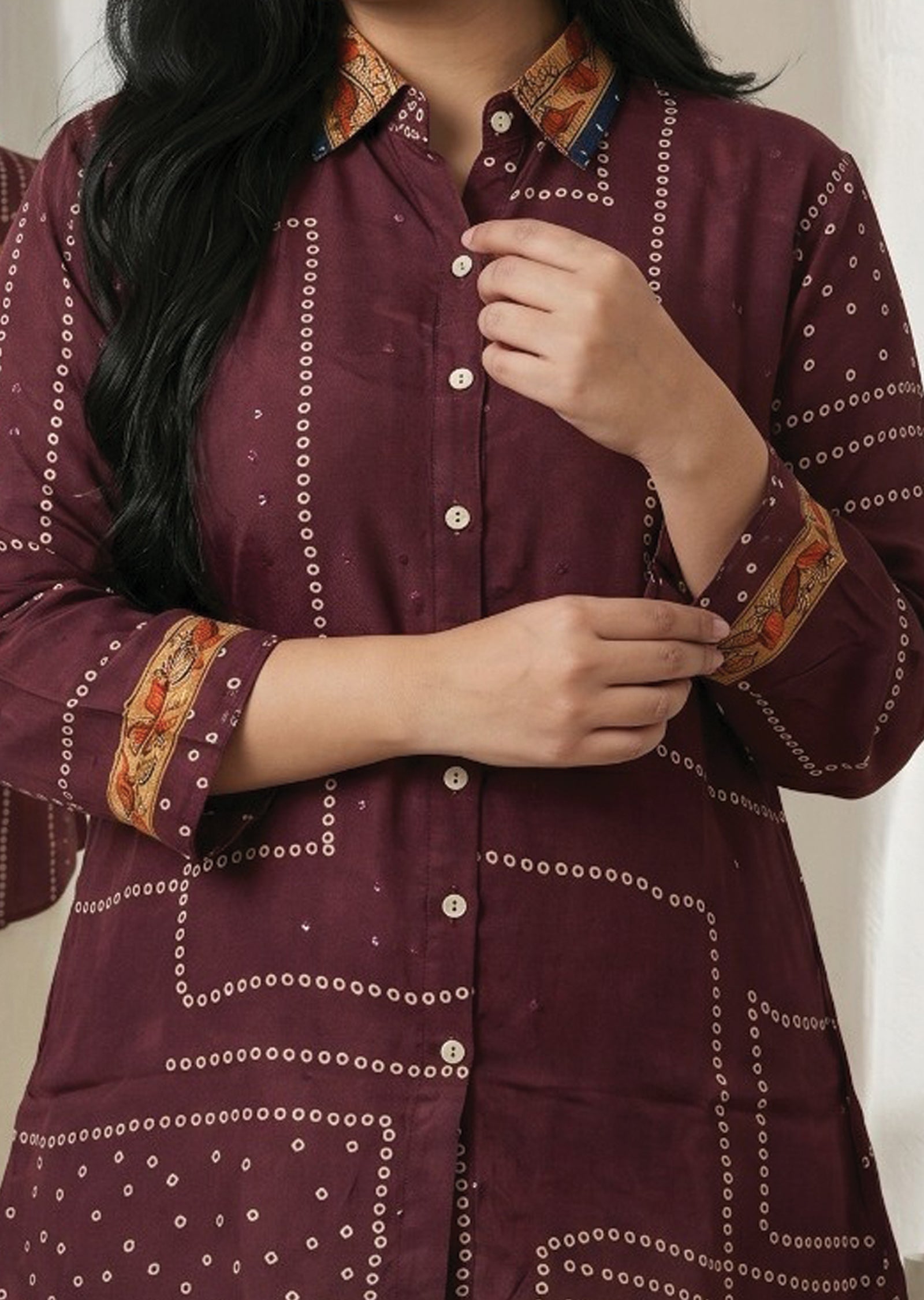 Maroon Muslin Short kurti