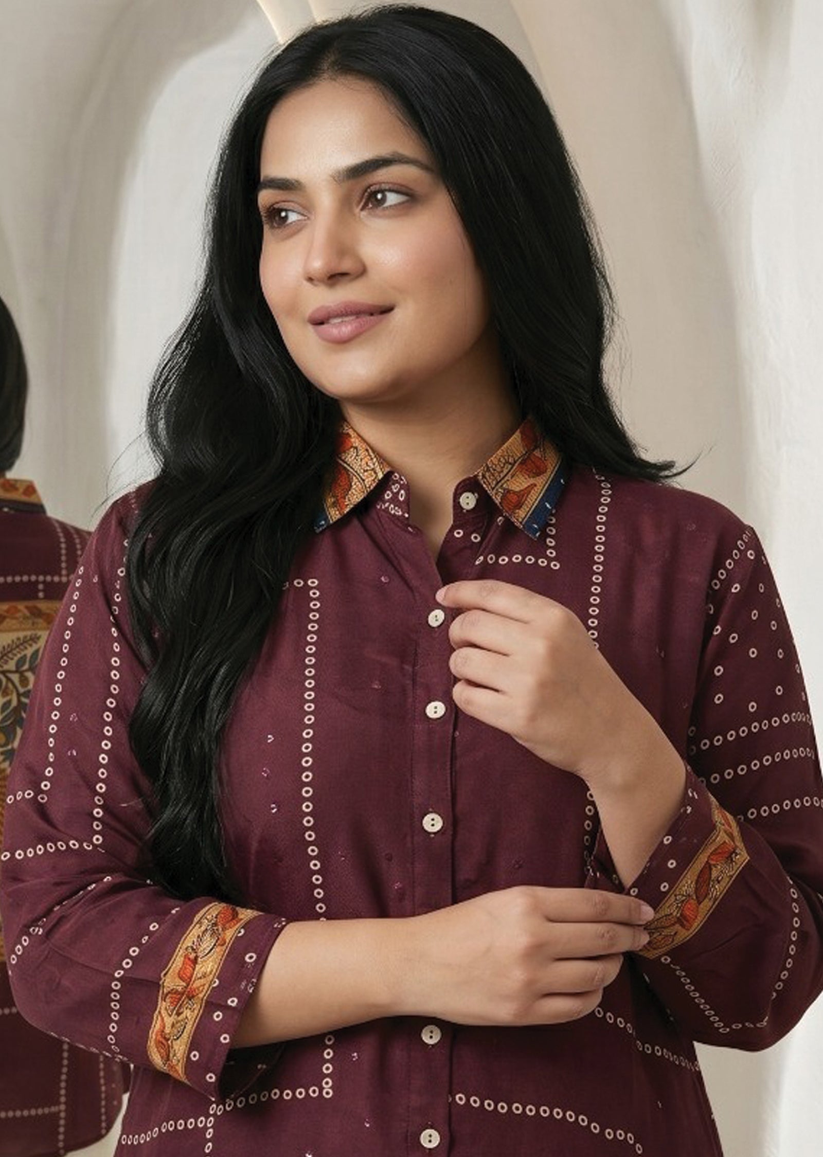 Maroon Muslin Short kurti
