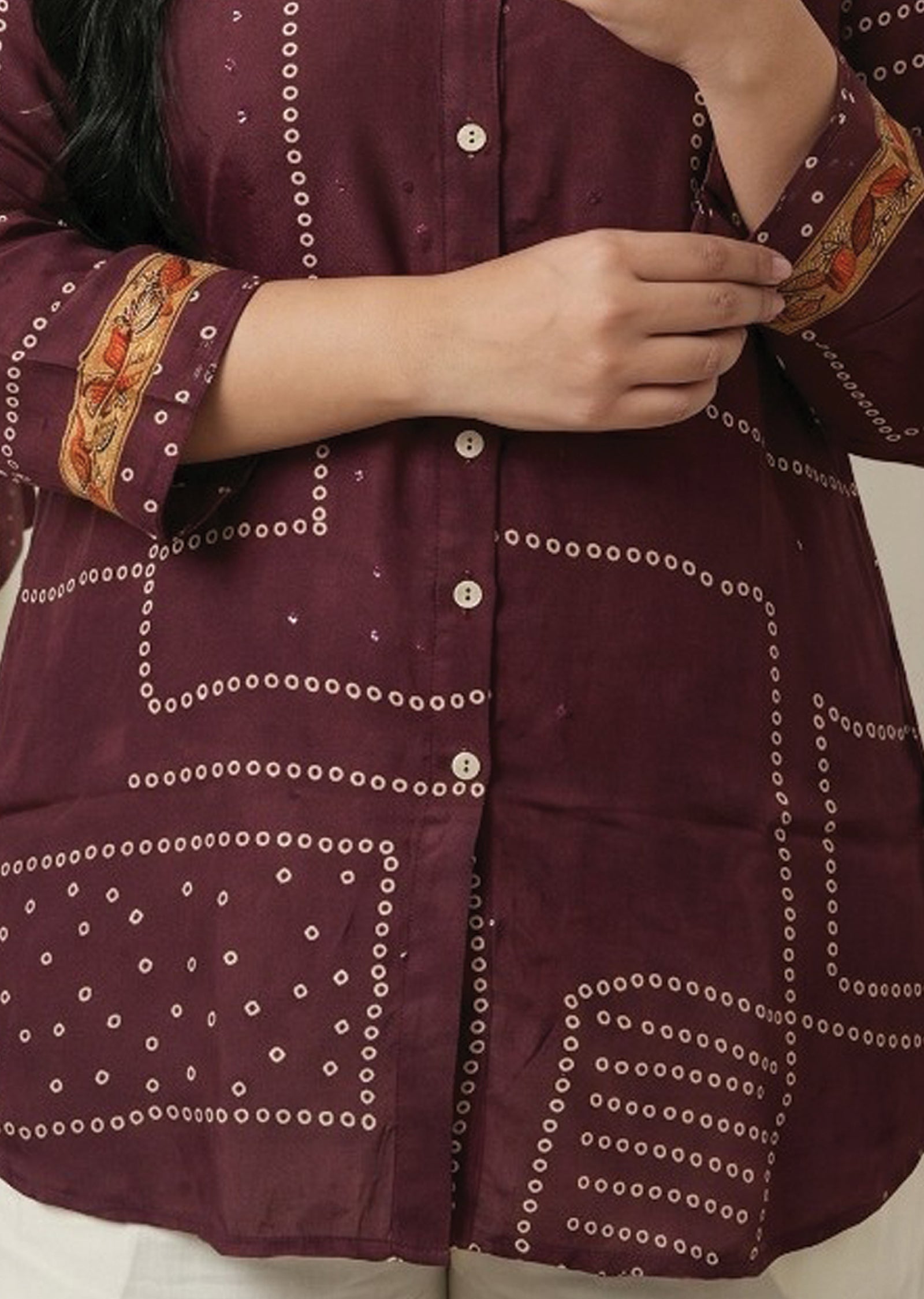 Maroon Muslin Short kurti