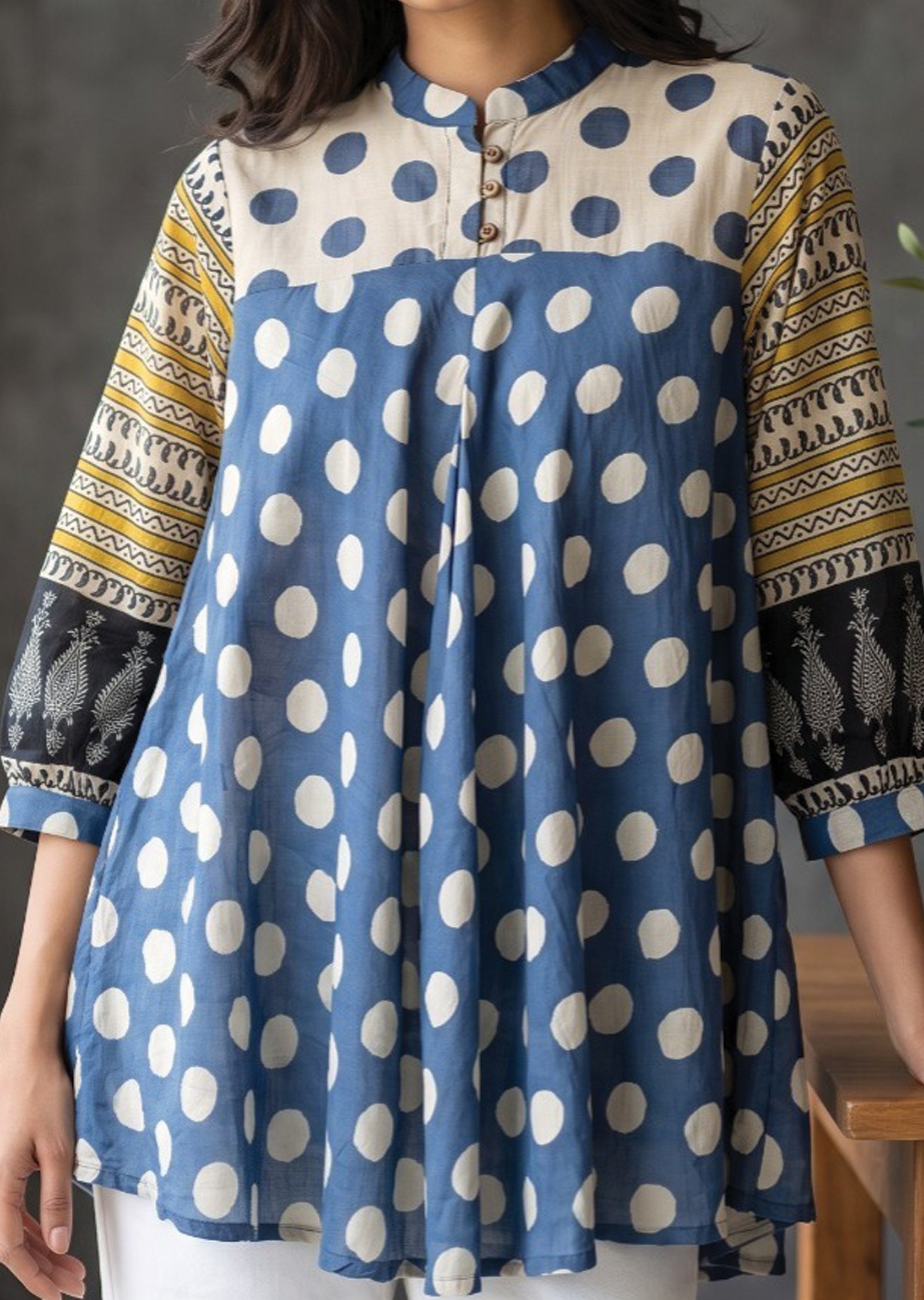Navy Blue Muslin Short kurti