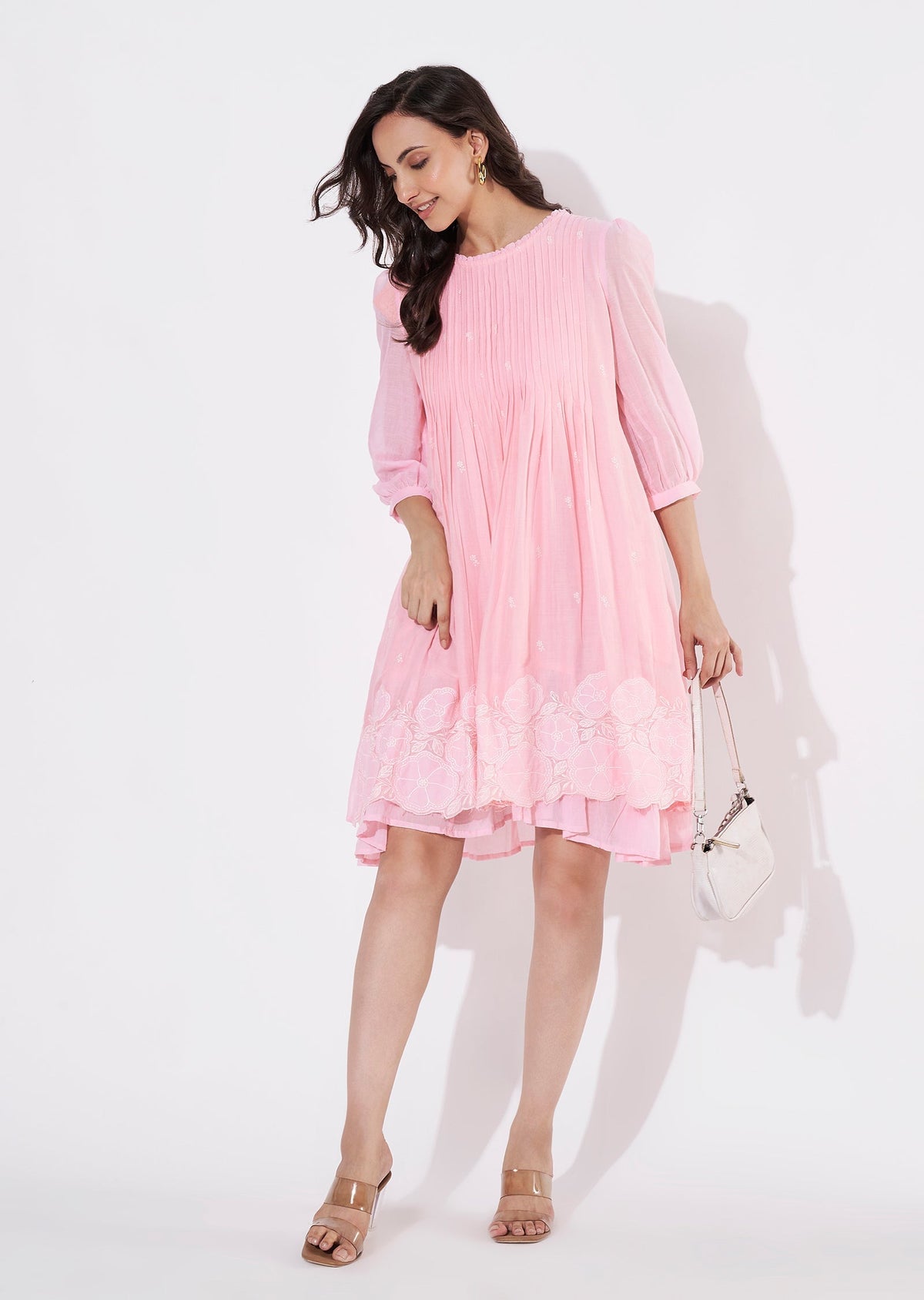 Light Pink Cotton Frock style kurti