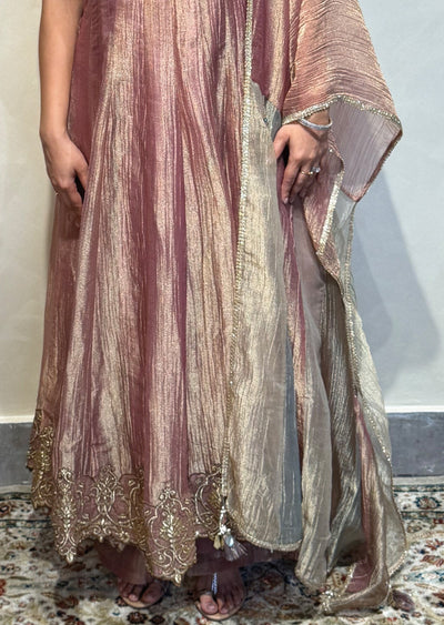 Onion Pink Tissue Anarkali Suit