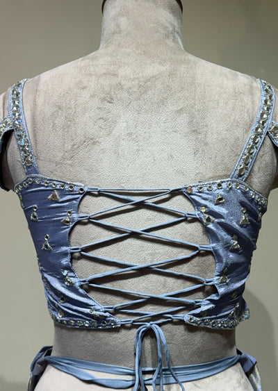 Grey Tissue Indowestern set