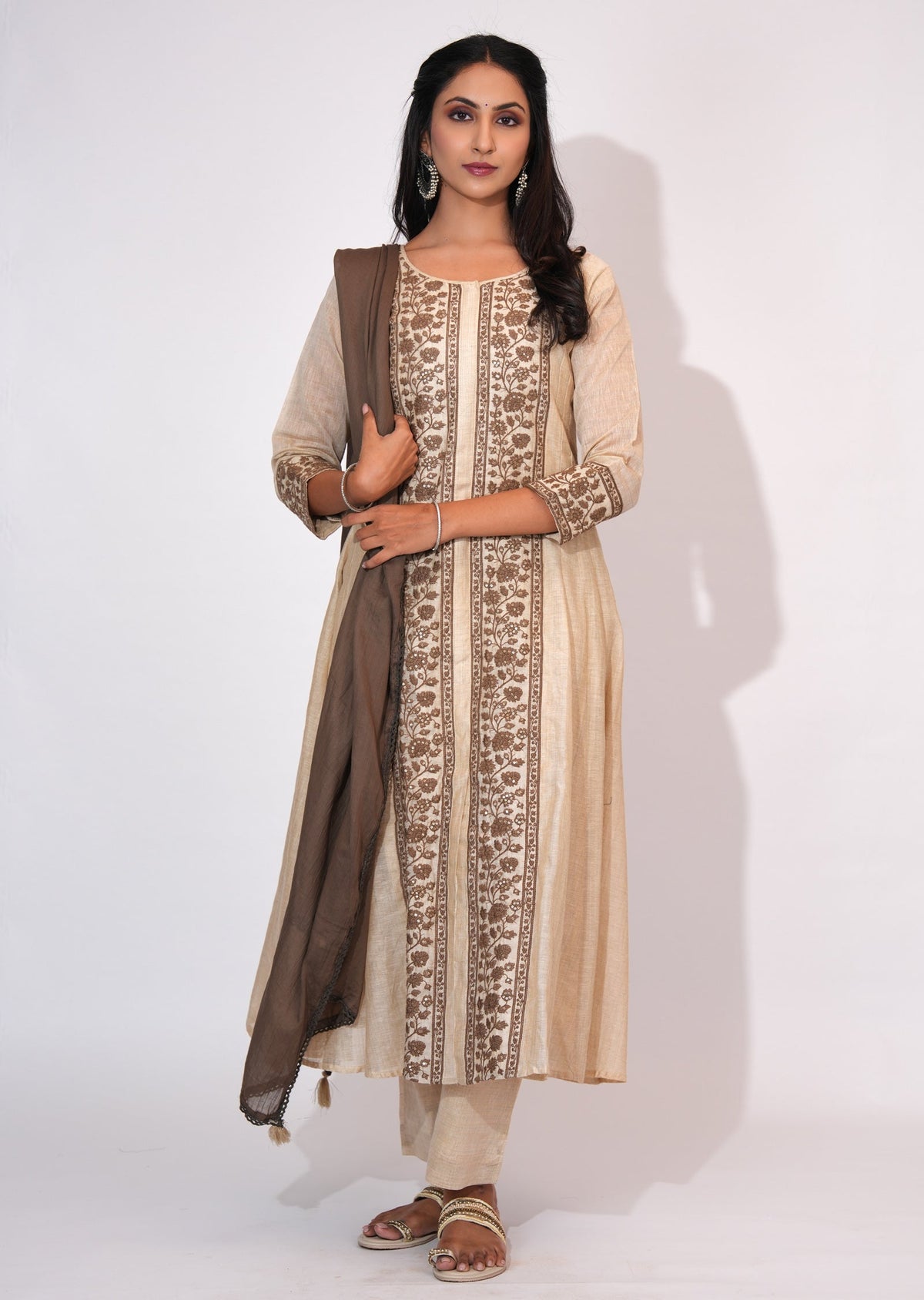 Natural Chanderi Anarkali suit