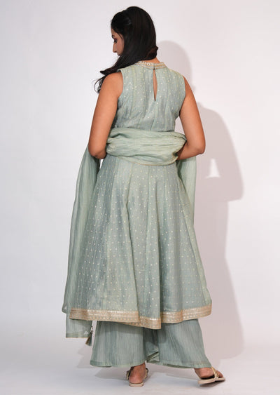 Dusty Green Tissue Anarkali suit