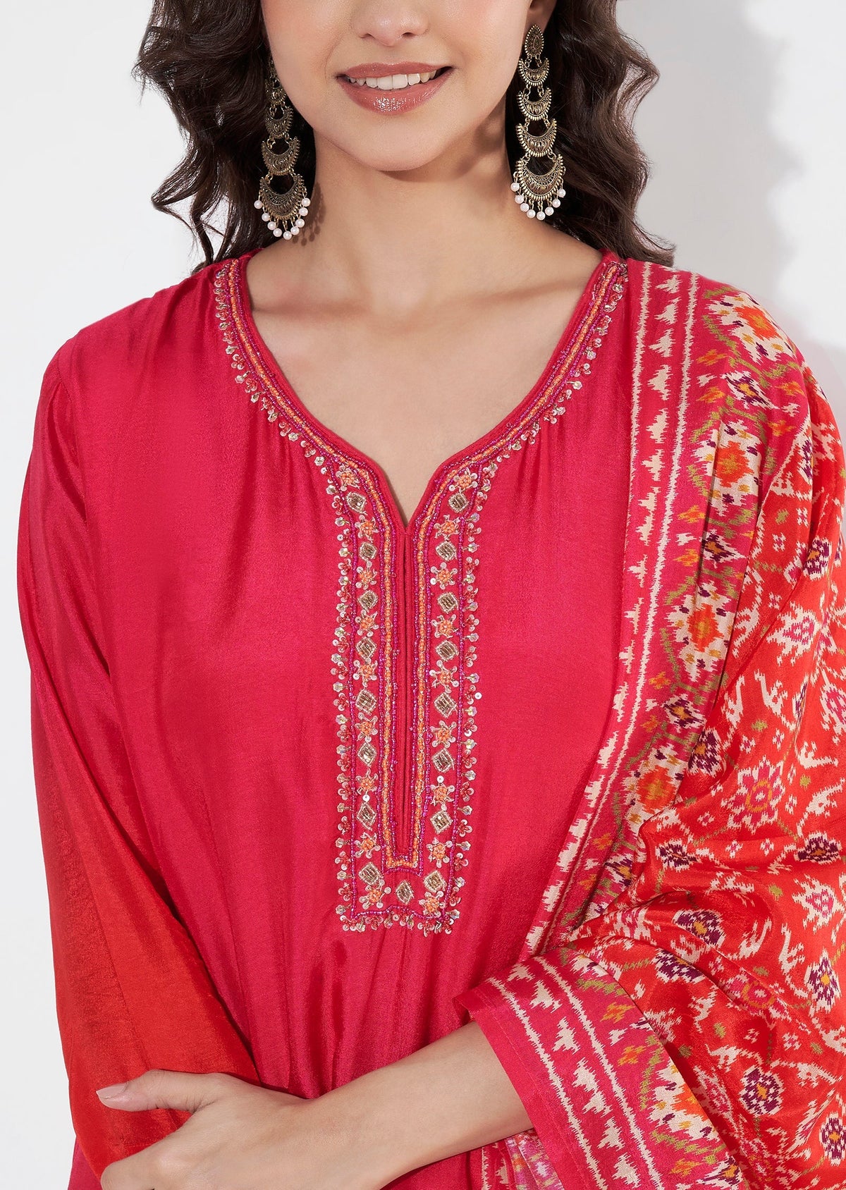 Rani Pink Dola Silk Straight cut suit