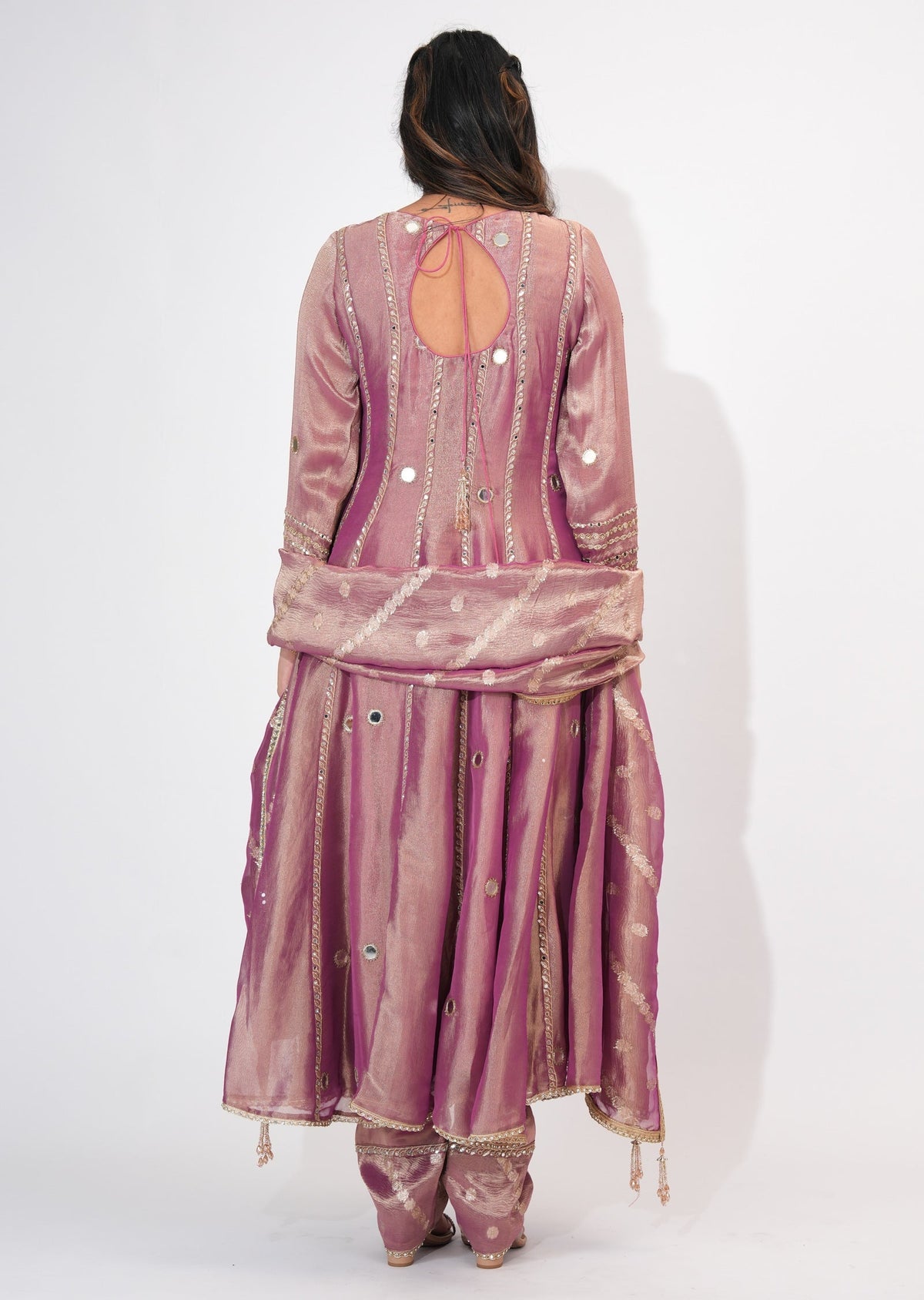 Onion Pink Tissue Anarkali Suit