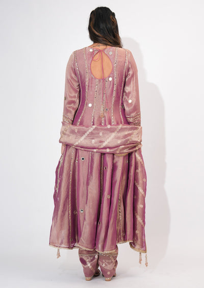 Onion Pink Tissue Anarkali Suit