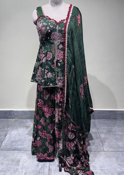 Mehndi Green Georgette Sharara Set